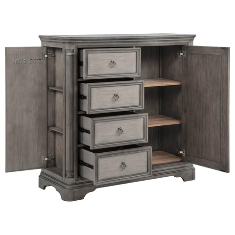 Canova 4-drawer Door Chest with Hidden Storage Weathered Taupe