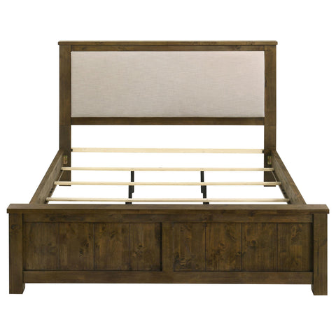 Beller Eastern King Linen Upholstered Panel Bed Rustic Brown