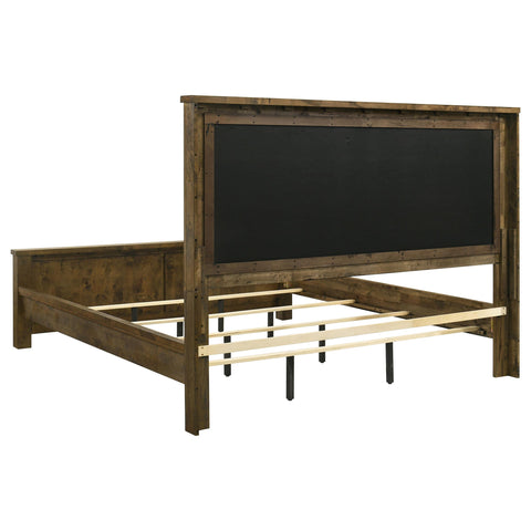 Beller Eastern King Linen Upholstered Panel Bed Rustic Brown