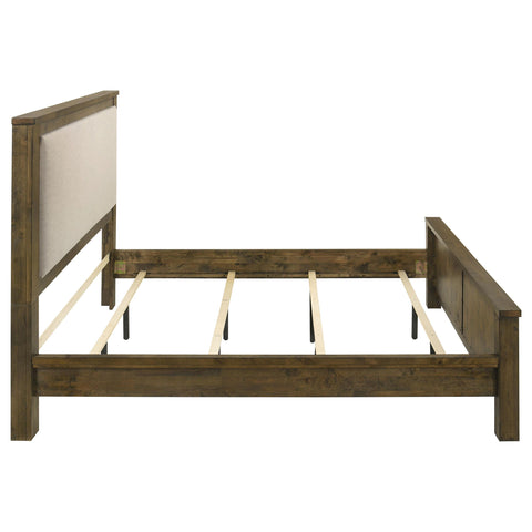 Beller Eastern King Linen Upholstered Panel Bed Rustic Brown
