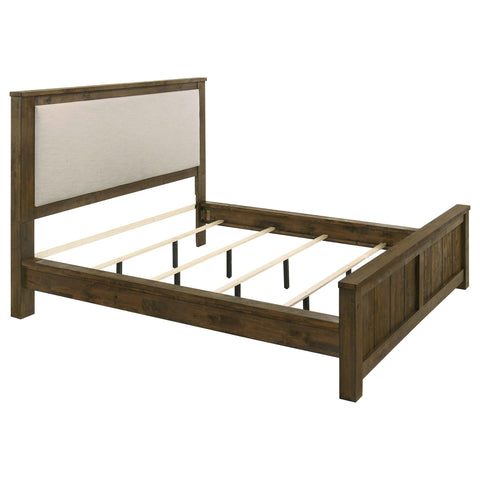Beller California King Linen Panel Bed Rustic Brown