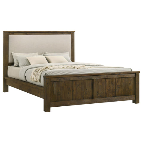 Beller California King Linen Panel Bed Rustic Brown