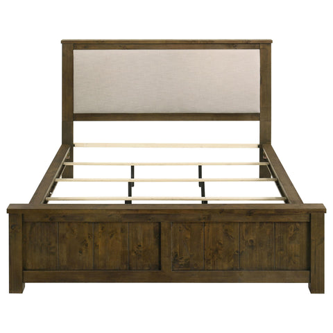 Beller California King Linen Panel Bed Rustic Brown