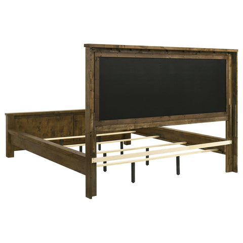 Beller California King Linen Panel Bed Rustic Brown