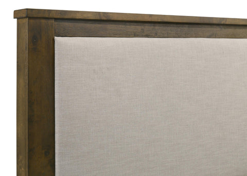 Beller California King Linen Panel Bed Rustic Brown