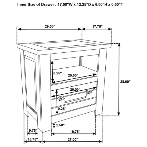 Beller 1-drawer Nightstand Bedside Table Rustic Brown