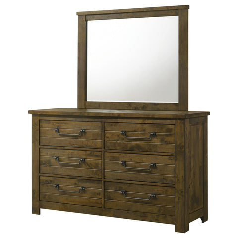 Beller 6-drawer Dresser with Mirror Rustic Brown