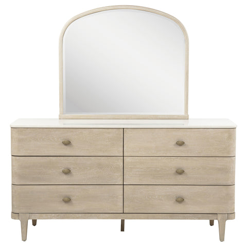 Carolyn 6-drawer Dresser Cabinet with Mirror Sandstone
