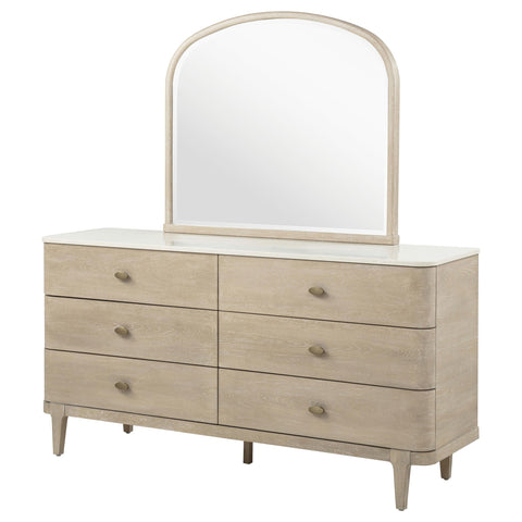 Carolyn 6-drawer Dresser Cabinet with Mirror Sandstone