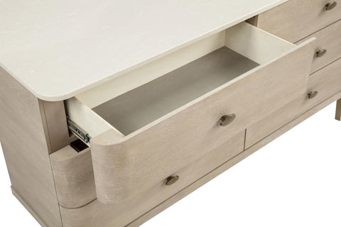 Carolyn 6-drawer Dresser Cabinet with Mirror Sandstone