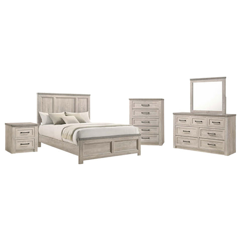 Castlewood 5-Piece Eastern King Panel Bedroom Set Grey and Weathered Taupe