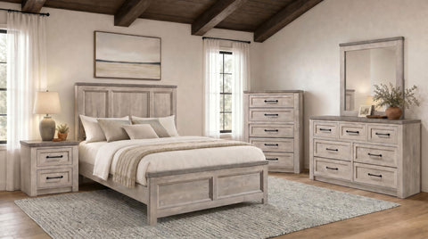 Castlewood Farmhouse Queen Panel Bed Grey and Weathered Taupe