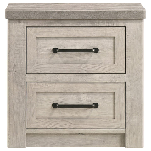 Castlewood Farmhouse 2-Drawer Nightstand Grey and Weathered Taupe
