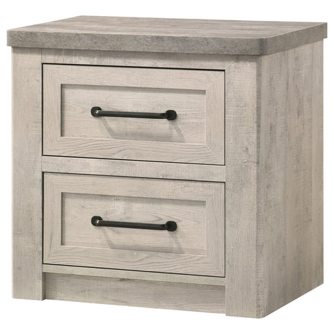 Castlewood Farmhouse 2-Drawer Nightstand Grey and Weathered Taupe