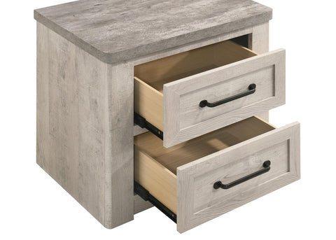 Castlewood Farmhouse 2-Drawer Nightstand Grey and Weathered Taupe