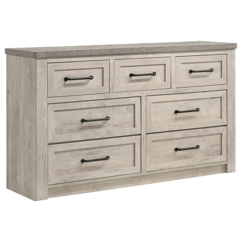 Castlewood Farmhouse 7-Drawer Dresser Grey and Weathered Taupe