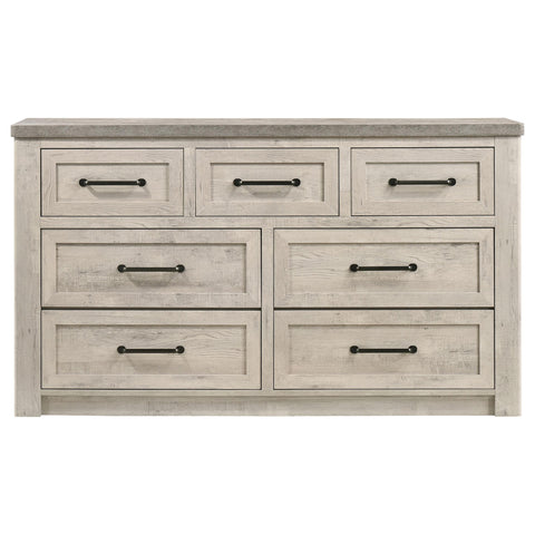 Castlewood Farmhouse 7-Drawer Dresser Grey and Weathered Taupe