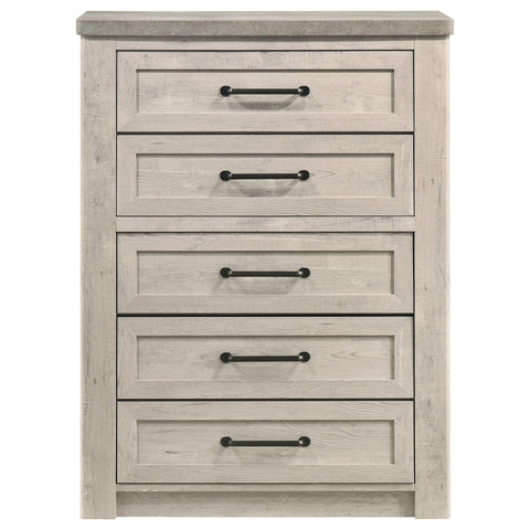 Castlewood Farmhouse 5-Drawer Chest Grey and Weathered Taupe