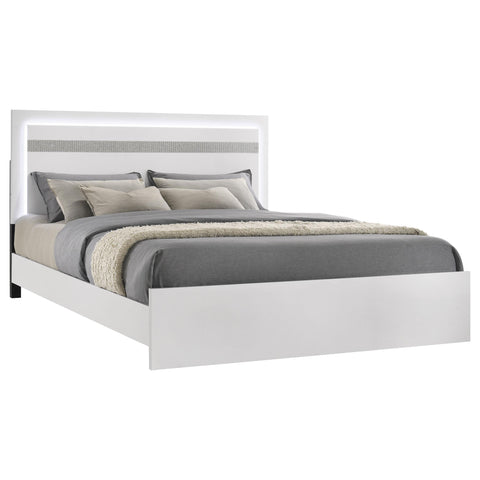 Cayenne Touch-Control LED Eastern King Platform Bed White High Gloss