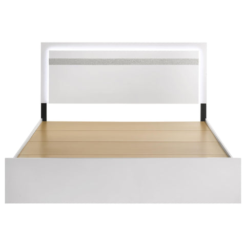 Cayenne Touch-Control LED Eastern King Platform Bed White High Gloss