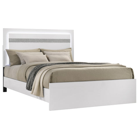 Cayenne Touch-Control LED Queen Platform Bed White High Gloss