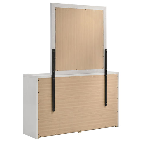 Cayenne 6-Drawer Bedroom Dresser with Beveled Mirror White High Gloss