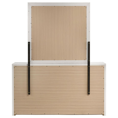 Cayenne 6-Drawer Bedroom Dresser with Beveled Mirror White High Gloss