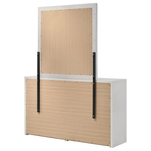 Cayenne 6-Drawer Bedroom Dresser with Beveled Mirror White High Gloss