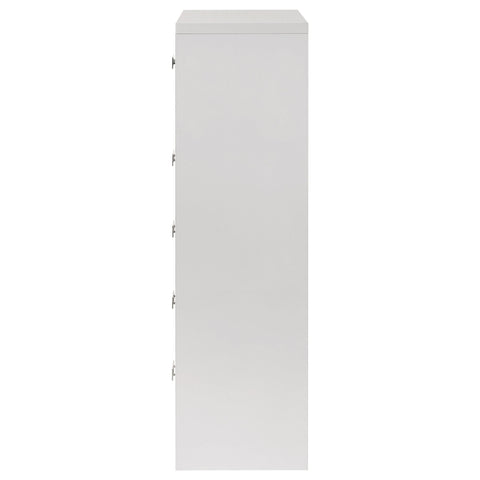 Cayenne 5-Drawer Chest of Drawers with Chrome Pulls White High Gloss