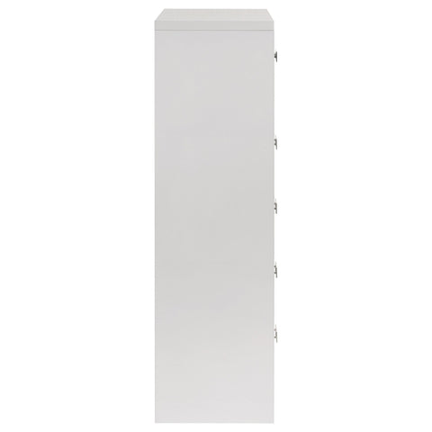 Cayenne 5-Drawer Chest of Drawers with Chrome Pulls White High Gloss