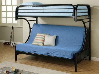 Monroe Metal Twin Over Futon Bunk Bed BlackBlack