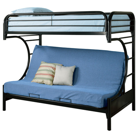 Monroe Metal Twin Over Futon Bunk Bed BlackBlack