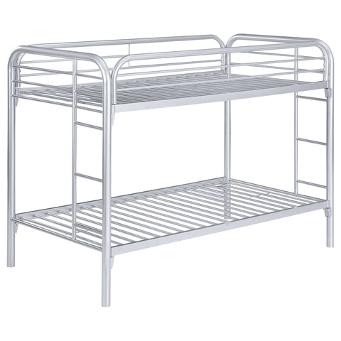 Marley Metal Twin Over Twin Bunk Bed SilverSilver