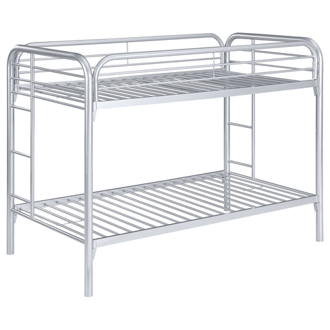 Marley Metal Twin Over Twin Bunk Bed SilverSilver