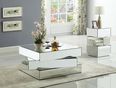 Iris Mirrored Mirrored End / Side Table, 1 Piece