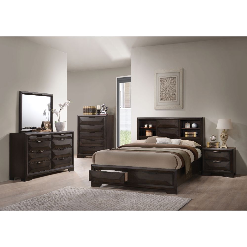 amaka ek bed w/storage, espresso finish