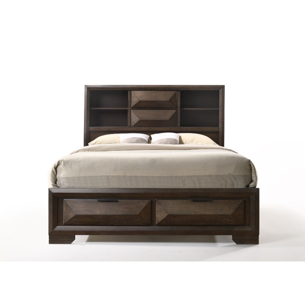 amaka queen bed w/storage, espresso finish