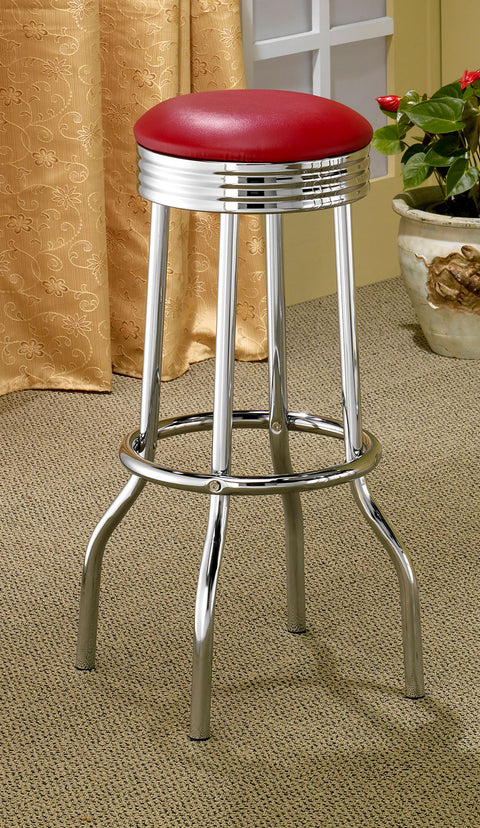 Kemper Upholstered Metal Swivel Bar Stool Red (Set of 2)Red