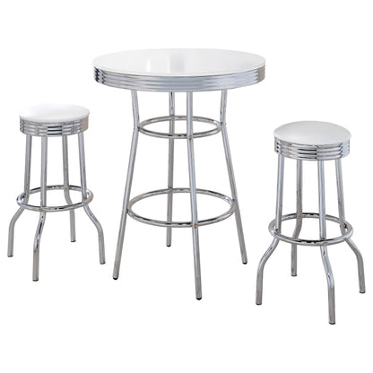 Kemper 3-piece Round 1950s Bistro Pub Bar Table Set WhiteWhite