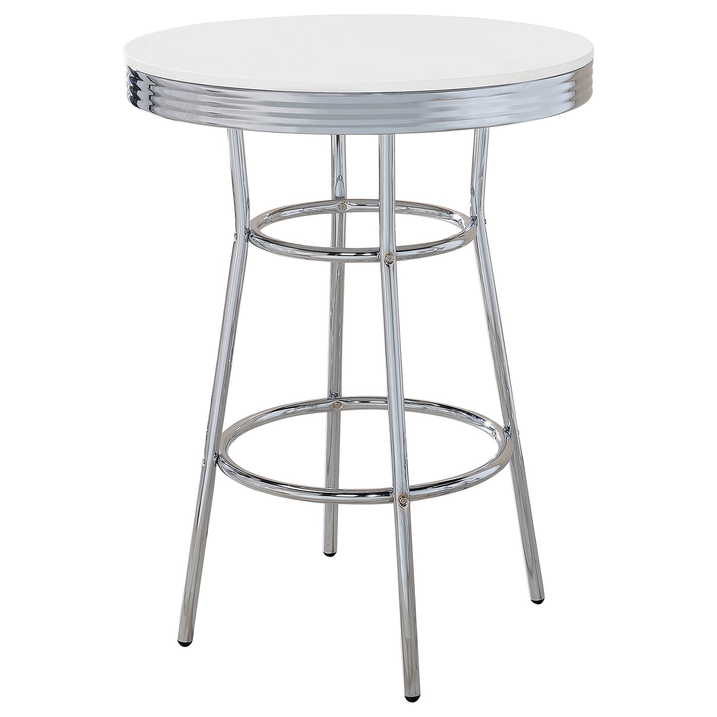 collins round 30-inch 1950's bistro pub height bar table white