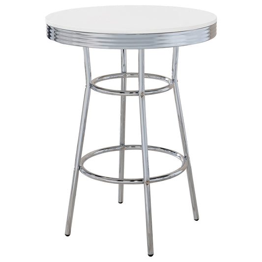 Collins Round 30-inch 1950's Bistro Pub Height Bar Table White