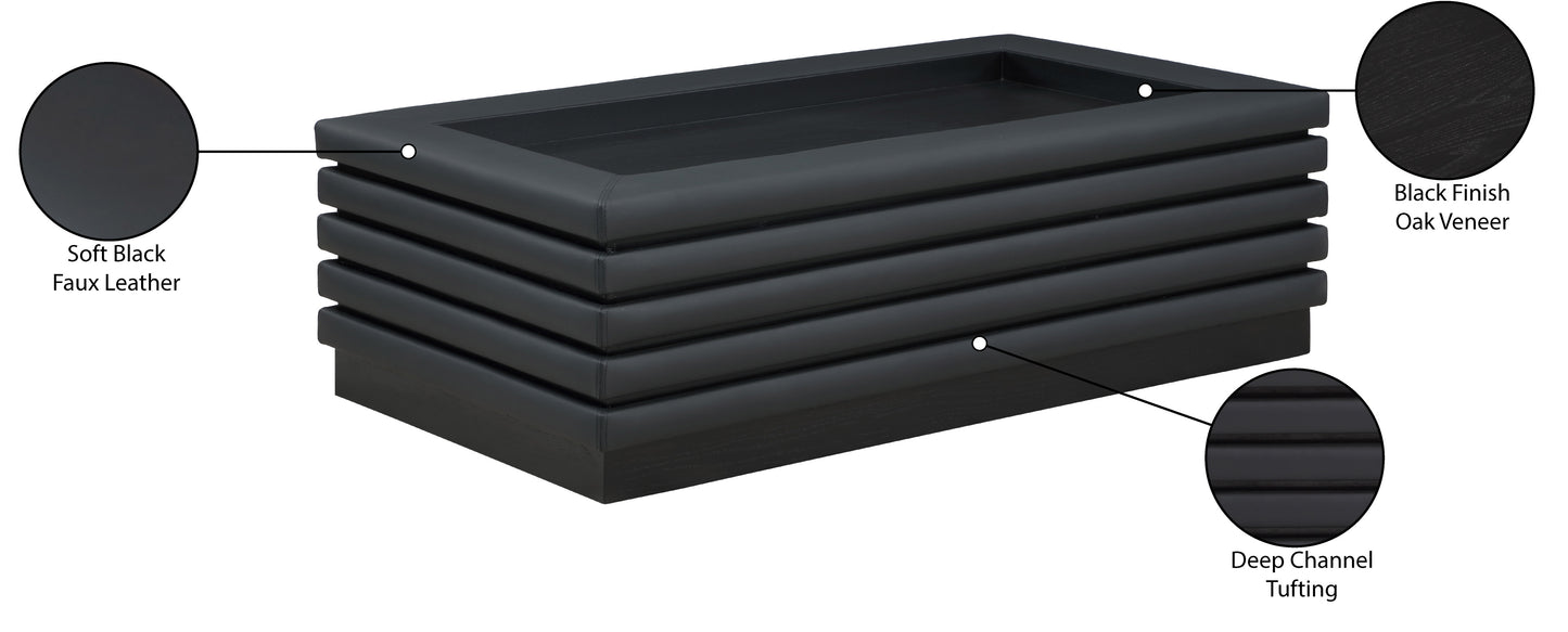 brooke black faux leather coffee table ct