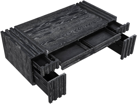 Opal Black Oak Veneer And Solid Wood Coffee Table, 1 Piece