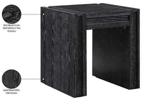 Opal Black Oak Veneer And Solid Wood End Table, 1 Piece