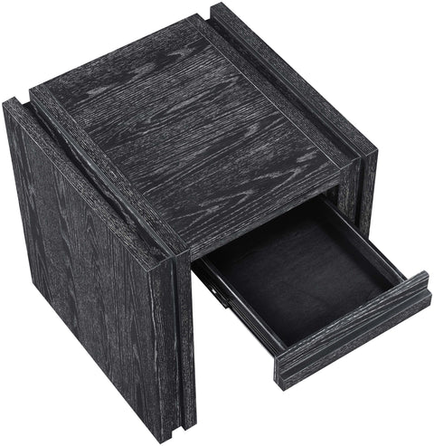 Opal Black Oak Veneer And Solid Wood End Table, 1 Piece