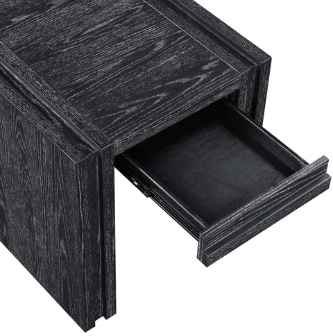 Opal Black Oak Veneer And Solid Wood End Table, 1 Piece