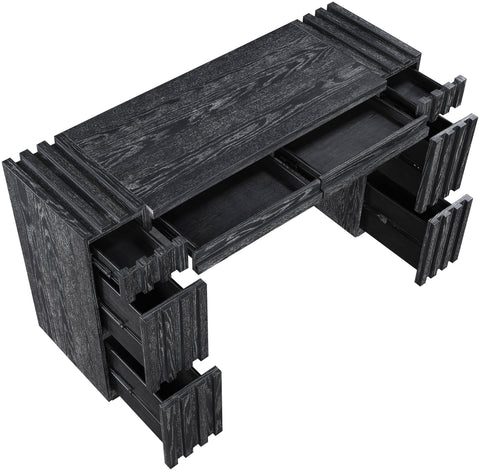 Opal Black Oak Veneer And Solid Wood Console Table, 1 Piece