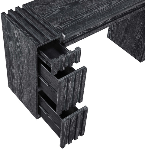 Opal Black Oak Veneer And Solid Wood Console Table, 1 Piece