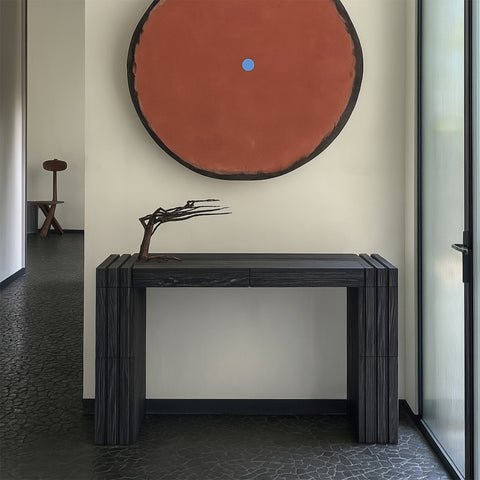 Opal Black Oak Veneer And Solid Wood Console Table, 1 Piece