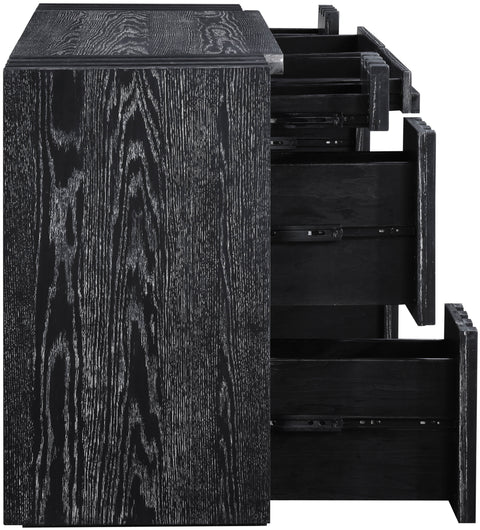 Opal Black Oak Veneer And Solid Wood Console Table, 1 Piece